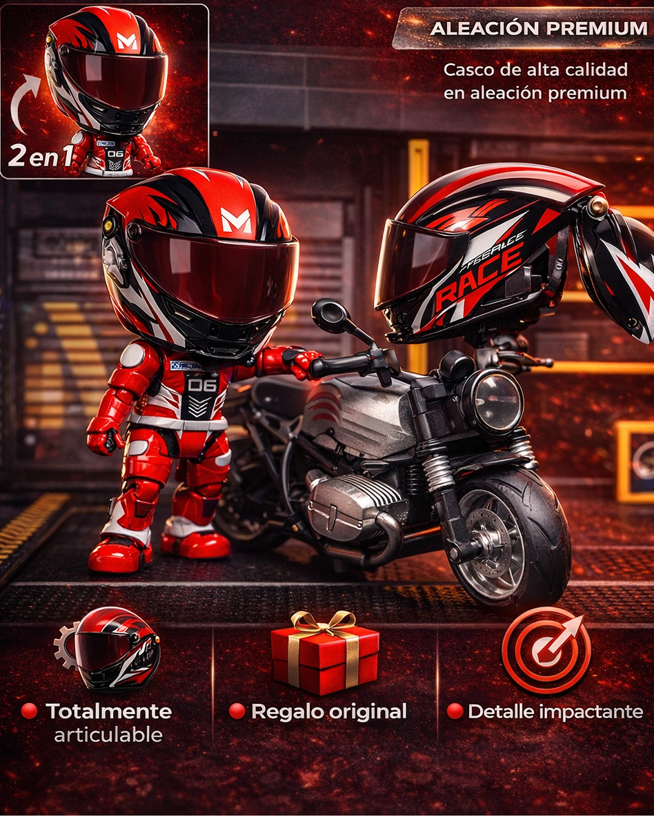 Mini Casco Moto Pro 2-en-1